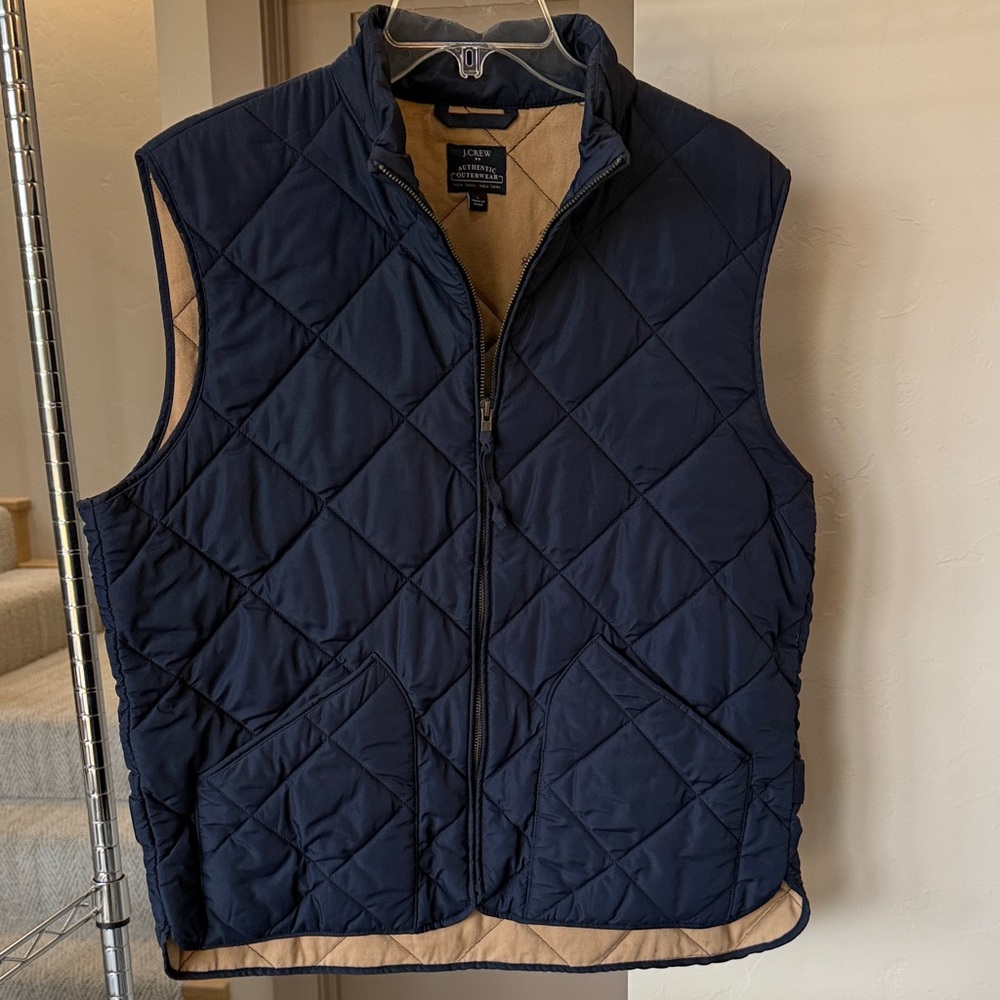 J. Crew Men's Dark Blue Quilted Vest